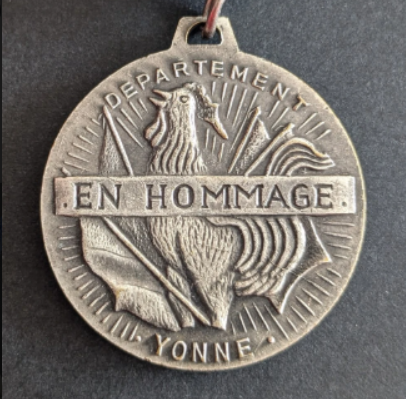 Médaille départementale du 50ème anniversaire de l&rsquo;armistice de la 1ère Guerre Mondiale YONNE